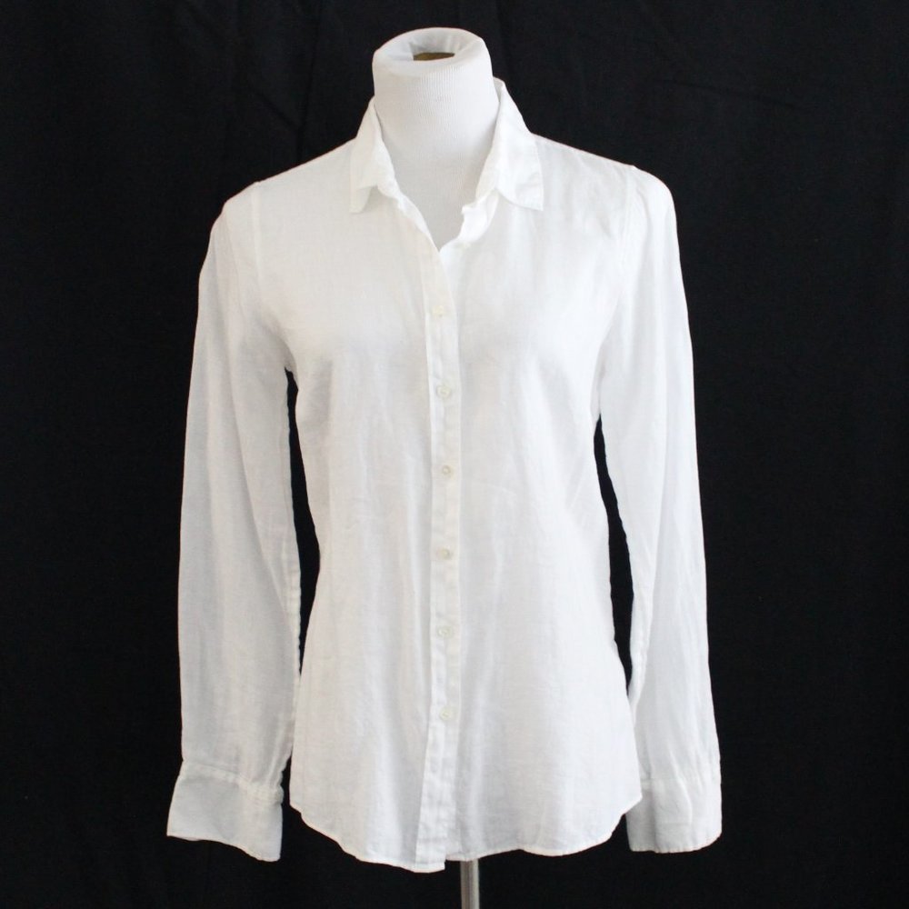 J. Crew White Linen "Perfect" Button Down